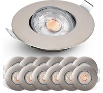 EMOS LED iegremdējamais prožektors, 230 V, dimmējams, 4,9 W / 480 lm, 50° pagrieziena leņķis, silti balta 2700 K, 12 LED prožektoru komplekts, 230 V, ļoti plakans, apaļš, griestu prožektori, dimmējams iekštelpās, sudraba krāsā
