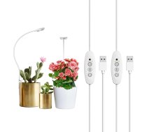SANSI Augu lampa LED pilna spektra telpaugiem, 4,5 W pot Clip augšanas lampa ar 3/6/12 stundu taimeri, 4 spilgtuma līmeņi, piemērota maziem augiem, balta, 2 gab. komplektā