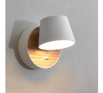 Sienas lampa ar slēdzi, balta, 360° rotējoša, 5 W LED koka sienas lampa ar industriālu dizainu, retro sienas lampa, metāla iekštelpu lampa, dizaina sienas lampa, gultas lampa, guļamistaba, gaitenis, dzīvojamā istaba, 1 iepakojums