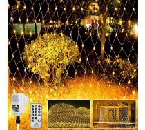 300 LED gaismas tīkls 4 x 2 m, silti balts pasaku gaismas tīkls ar tālvadības pults taimeri, 8 režīmi Pasaku gaismas tīkls iekštelpu un āra dekoratīvie pasaku gaismas aizkari ar kontaktdakšu istabai Ziemassvētku pusei kāzām