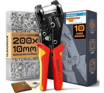 BAURIX Knaibles cilpām ar caurulītēm brezenta segumam, ieskaitot 200 nerūsējošas cilpas (diametrs 10 mm) PVC, audumam, ādai - bez iepriekšējas caurumošanas - notur caurulītes ar magnētu - oglekļa tērauda instruments - ideāli piemērots šuv