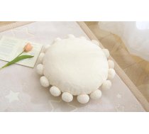 Apaļš Pom Pom sēdekļa spilvens - mīksts mākslīgā truša kažokādas sēdekļa spilvens pieaugušajiem un bērniem, 40 cm pūkains grīdas spilvens viesistabai, guļamistabai vai palodzei - krēmīgi balts