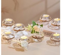 NUPTIO 8 caurspīdīgu stikla tējas lampu turētāju iepakojums, 2 lietošanas veidi Votive sveču turētājs, galda apdare Kāzas, ballīte, pasākumi, aromterapija, spa, reiki, līgava, votive
