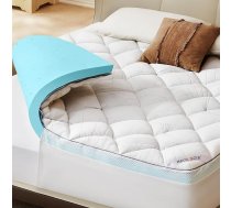 BEDLORE matrača pārvalks 160 × 200 cm, matrača aizsargs muguras sāpju mazināšanai, atvēsinošs un elpojošs, mazgājams veļas mazgājamā mašīnā ar dziļām kabatām (balts)
