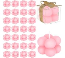 30 rozā burbuļu sveču komplekts bērnu svētku ballītes dāvanām, mini aromātiskās sveces ar kartītēm un kaltētiem ziediem, mazas sojas vaska sveces aromterapija kāzām, kristībām, bērnu svētkiem, dzimšanas dienas dāvanai