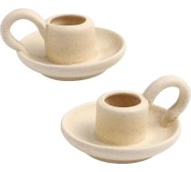 Angoily Ziemeļu keramikas sveču turētājs, 2 gabali, elegants sveču turētājs galda dekorēšanai, kāzām, banketiem, kompakts izmērs, 3,23 x 2,76 x 1,97 collas, smilškrāsas krāsā