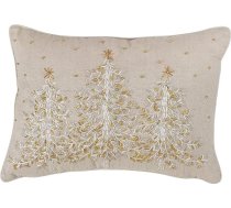 SARO LIFESTYLE L'hiver Design Poly Blend izšūts pūkains Ziemassvētku eglītes spilvens, 14 x 20 collas, dabīgs