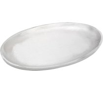 NKlaus Svečturi Oval 20 x 11 cm Aluminium Silver Matt Saucer Galda dekorēšana Virsma gluda 10373