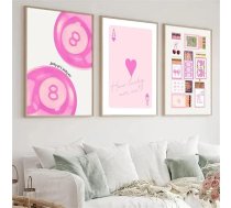 AQCQDQ 3 plakātu komplekts, rozā akvareļu mākslas darbi, tauriņš un ķirsis, 50 x 70 cm, bez rāmja, dzīvojamā istaba un guļamistaba