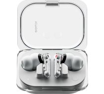 Bezvadu Bluetooth austiņas „Nothing Ear (a)“ ar aktīvo trokšņu slāpēšanu (ANC), basu pastiprināšanas algoritmu un līdz pat 42,5 stundu atskaņošanas laiku – baltas