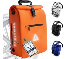 FREITHAL – 3-in-1 velosoma-mugursoma [25 l] – izmantojama kā bagāžnieka soma, mugursoma un plecu soma – 100 % ūdensizturīga un atstarojoša velosoma – ar nodalījumu 16 collu klēpjdatoram – oranža