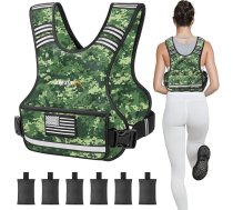 APEXUP regulējama svara veste, 4–10 mārciņas/12–18 mārciņas/20–32 mārciņas, ar 6 dzelzs smilšu svaru lodītēm un lielu kabatu; svara veste vīriešiem un sievietēm spēka treniņiem, skriešanai un pastaigām