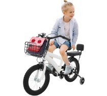 Bērnu velosipēds ar 14 collu riteņiem, atzveltni un diviem atbalsta riteņiem, veicina līdzsvara izjūtu, piemērots bērniem vecumā no 3 līdz 7 gadiem, balts