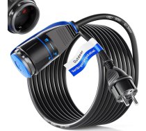 hb-digital 15 m pagarinātājs Strāvas kabelis ar bloķēšanas sistēmu lietošanai ārpus telpām, 250 V / 16 A, 3500 W, HO7RN-F 1,5 mm², IP44, aizsargkontaktu ligzda un kontaktdakša - melns