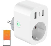 HITRENDS Smart Home WiFi USB rozete ar balss vadību, WiFi viedā rozete ar vienreizēju vadību, taimera slēdzi, strāvas mērīšanu, tālvadības pulti, saderīga ar Alexa un Google Assistant (2,4 GHz)