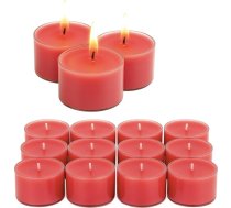 Candelo XXL smaržīgās tējas sveces "Roze", 12 sojas vaska sveces - maigi rozā, 8 stundu degšanas laiks, diametrs 3,7 cm, augstums 2,7 cm - smaržīgās sveces ar plastmasas futrālīti