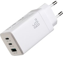 USB-C USB-A GaN 65 W tīkla lādētājs ar 100 W USB-C 1,2 m kabeli - balts