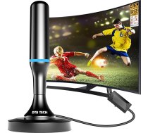 Telpu antena, Dvbt2 antena ar pastiprinātāju iekštelpās, Dvbt antena, Dvb-t2 iekštelpu antena TV, Wave Max antena 360° uztveršanai visapkārt, 4K/1080P HD, ideāli piemērota vietējiem raidītājiem, 3 m kabelis