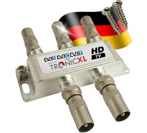 TronicXL 4x Premium BK sadalītājs TV kabeļa adapteris Antenas sadalītājs kabeļtelevīzijas DVBC, piemēram, Unitymedia SAT Splitter Unicable 4 Way 4-Way Virgin antenas satelīta Soft DVB-T2 DVB-C DVB-S2