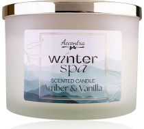 Accentra aromātiskā svece Winter Spa, stiklota, ar zelta vāku, vīriešiem un sievietēm, dzintars un vaniļa, dekoratīvā svece Ziemassvētkiem, dāvanai un dekorēšanai, balta krāsā