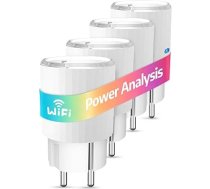 SMARTERCURRY Viedā WLAN taimera kontaktligzda, Alexa WiFi kontaktligzda Mini 13 A ar strāvas mērīšanu, Max 16 A viedā kontaktdakša, saderīga ar Alexa un Google Home, tālvadības pults ar balss vadību un lietotni, 4 gab. komplektā