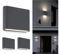 SSC-LUXon 3x TWEO Sienas lampa uz augšu un uz leju āra un iekštelpu lietošanai IP54 - āra gaisma Sienas LED antracīta silti balta gaisma 230 V