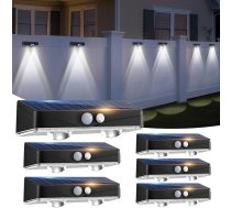 kolpop Saules apgaismojums āra sienām ar kustības sensoru, 3 režīmi, saules gaismas, IP65 ūdensizturīgs, 6000 K LED saules gaismas dārzam, žogam, apgaismojumam, balkonam, terasei, verandai, 6 gab. iepakojums