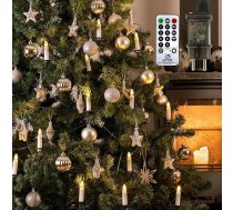 A.bigwhale 50 LED Ziemassvētku eglīšu pasaku gaismas iekštelpu sveces Pasaku gaismas Ziemassvētku eglīšu sveces ar kabeli, 8 režīmi Ziemassvētku eglīšu sveces Elektriskais Ziemassvētku eglīšu apgaismojums ar taimeri, Ziemassvētku rotājumi