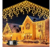 GYLEFY āra čiekuru pasaku gaismas, 10 m, 400 LED, savienojamas pasaku gaismas, Ziemassvētku apgaismojums, IP65 ūdensizturīgs taimeris, 8 režīmi, Ziemassvētku dekorēšanai ārā/ iekštelpās, silti balts