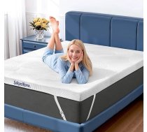 SakuraHome 140 x 200 cm Gel Topper, 8 cm augstums ar atmiņas putu kodolu un noņemamu, mazgājamu pārvalku, elpojošs un ērts matrača pārvalks Box Spring gultām un neērtām gultām