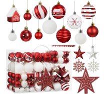 105 gab Ziemassvētku Bauble Ornaments Set, Plastmasas Dažādas iepriekš piesietas Ziemassvētku Baubles ar Tree Topper zvaigzne, Ziemassvētku eglīte rotājumi Ziemassvētku eglīte karājas rotājumi Festivāls Party Holiday Holiday