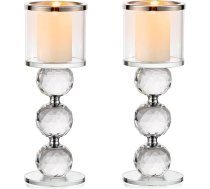 Sziqiqi Crystal sveču turētāju komplekts, 2 sveču turētāju komplekts, stabuļu sveces, stikls, moderns sveču turētājs, tējas gaismas turētājs kāzām, pusdienu galdam, vannas istabai, galda dekorēšanai, dzimšanas dienas svinību dekorēšan