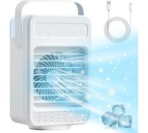 Pārnēsājams gaisa kondicionieris, mobilais gaisa kondicionieris, 4-in-1, mini gaisa dzesētājs ar ūdens dzesēšanu, ūdens ventilators, 600 ml ūdens tvertne, 3 vēja ātrumi un 2 mitruma režīmi, taimeris, krāsaina gaisma