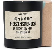 Happy Birthday Herzensmensch du machst die Welt noch schöner Aromatizēta svece ar uzrakstu kā dzimšanas dienas dāvana labākajam draugam, māsai, mammai, svece stikla ziedu aromātā