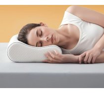 Sonive Atmiņas putu spilvens, kakla atbalsta spilvens ar bambusa šķiedru + poliestera spilvena pārvalks, kontūrspilvens, miega spilvens, ķermeņa spilvens, balts, 60 x 33 x 12/10 cm