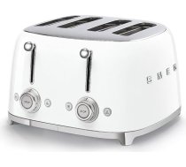 Smeg, grauzdiņš 4x4 TSF03WHEU, 4 nodalījumi 4 šķēlītēm, 6 līmeņi ar zelta pārklājumu, sildīšanas funkcija, atkausēšanas un maizīšu funkcija, 2 drupatas, 2000 W, balts