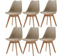 GrandCA HOME Set of 6 Dining Room Chairs, Scandinavian Design, Solid Wood Legs, Ergonomic, for Dining Room, Living Room, Kitchen & Bedroom (Khaki, 6)