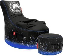 Gamewarez Arctic X-Ray Bean Bag Bundle - Gaming Bean Bag with Matching Stool Set, Ideal for PS4 / PS5, Nintendo Switch and Xbox Players, Made in Germany, Black/Blue