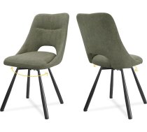 LEWE Swivel Dining Room Chairs, Set of 2, Automatic Returning Seat, 180° Swivel Chair, Ergonomic Upholstered Chair, Armless, Dining Room, Living Room, Bedroom, Cashmere Fabric - Grey Green