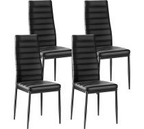 Dining Room Chairs, Set of 4, Kitchen Chairs, Ergonomic Padded Chairs with High Backrest, Without Armrests for Kitchen, Dining Room, Metal Frame Made of Steel, Black
