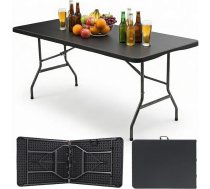 Sekey saliekamais bufetes galds, plastmasas, 180 x 74 x 74 cm, dārza galds ar rokturi pārnēsāšanai, saliekamais galds, svētku galds dārzam, terasei un balkonam, kempinga galds 6 personām (melns)