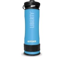 LifeSaver Liberty ūdens filtrēšanas pudele (400 ml) – dzeramā ūdens pudele, kas filtrē 99,9999 % no visām baktērijām; ūdens attīrīšana; dzeramais ūdens; kempings; līdz 2000 litriem; pārnēsājams ūdens attīrītājs; pārgājieni (zils)
