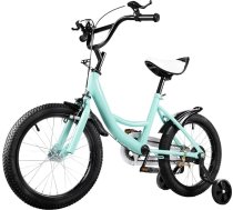 Bērnu velosipēds ar 16 collu riteņiem, piemērots 5–8 gadus veciem zēniem un meitenēm, dzeltenā krāsā, aprīkots ar dubļusargu un kombinētu priekšējo un aizmugurējo bremzi, izgatavots no augstas kvalitātes oglekļa tērauda