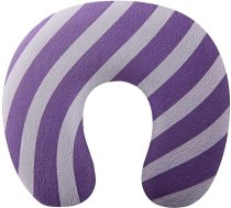 Ceļojuma spilvens no putuplasta galvas balstam, U veida kakla spilvens lidojumam, violets/balts svītrains