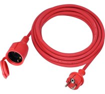Āra pagarinājuma kabelis 4 m izmantošanai ārpus telpām, gumijas pagarinājuma strāvas kabelis ar Schuko kontaktdakšu, IP44 pagarinājuma kabelis, 3G 1,5 mm² kabelis, āra elektrības kabelis, ar aizsargvāciņu, 3500 W, sarkans, sarkans