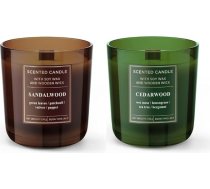 Dekohelden24 Aromatizēta svece / laterna / svece stiklā - 2 dažādi dizaini / ciedra un sandalkoka aromāts D / Š x V 8,5 x 8 x 8,5 cm 150 g