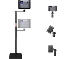 Projektora statīvs, projektora statīvs ar 360° pagriežamu augstuma regulēšanas iespēju, 85-130 cm bieza metāla atbalsta stienis, izturīga metāla pamatne, noslodze līdz 5 kg, mini projektora grīdas stiprinājums mājas birojam ārpus telpām