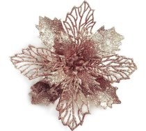 12 gabali 6,4 collu gliteru Ziemassvētku ziedi Rose Gold Mākslīgā Poinsettia ziedu vainags koku rotājumi ar 12 zaļajiem ziedu kātiņiem