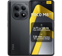 XIAOMI Poco M8 5G viedtālrunis, 8 GB RAM + 512 GB atmiņa, 6,77 collu 120 Hz Flow AMOLED, Snapdragon 6 Gen 3, 50 MP AI duālā kamera, 7,35 mm 3D izliekts dizains, melns