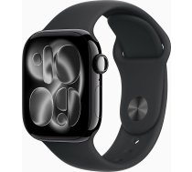 Apple Watch Series 11 [GPS, 42 mm] Alumīnija korpuss Diamond Black ar sporta siksniņu melns, S/M (atjaunots)